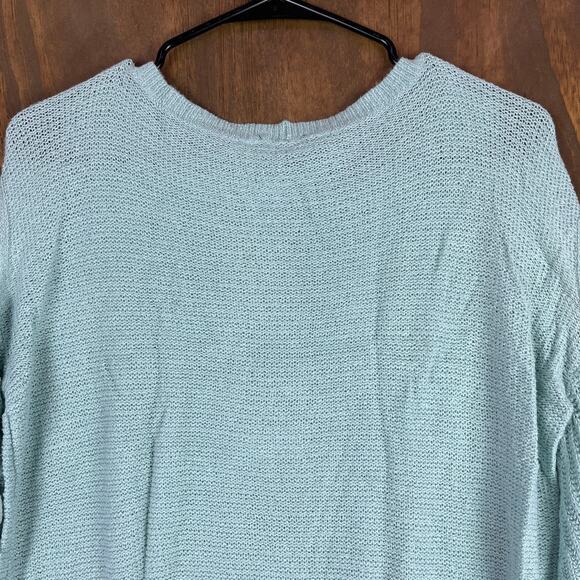 Express Womens Sweater Blue 3/4 Bell Cut Out Sleeve Knitted High Low XSmall - Picture 11 of 12